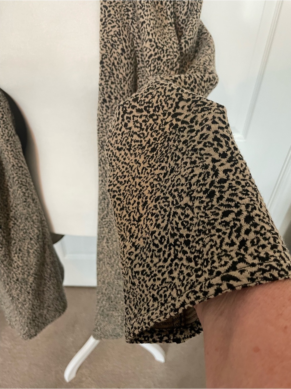 Calvin Klein Taupe and Black Leopard-Print Open Coat - Picture 3 of 15